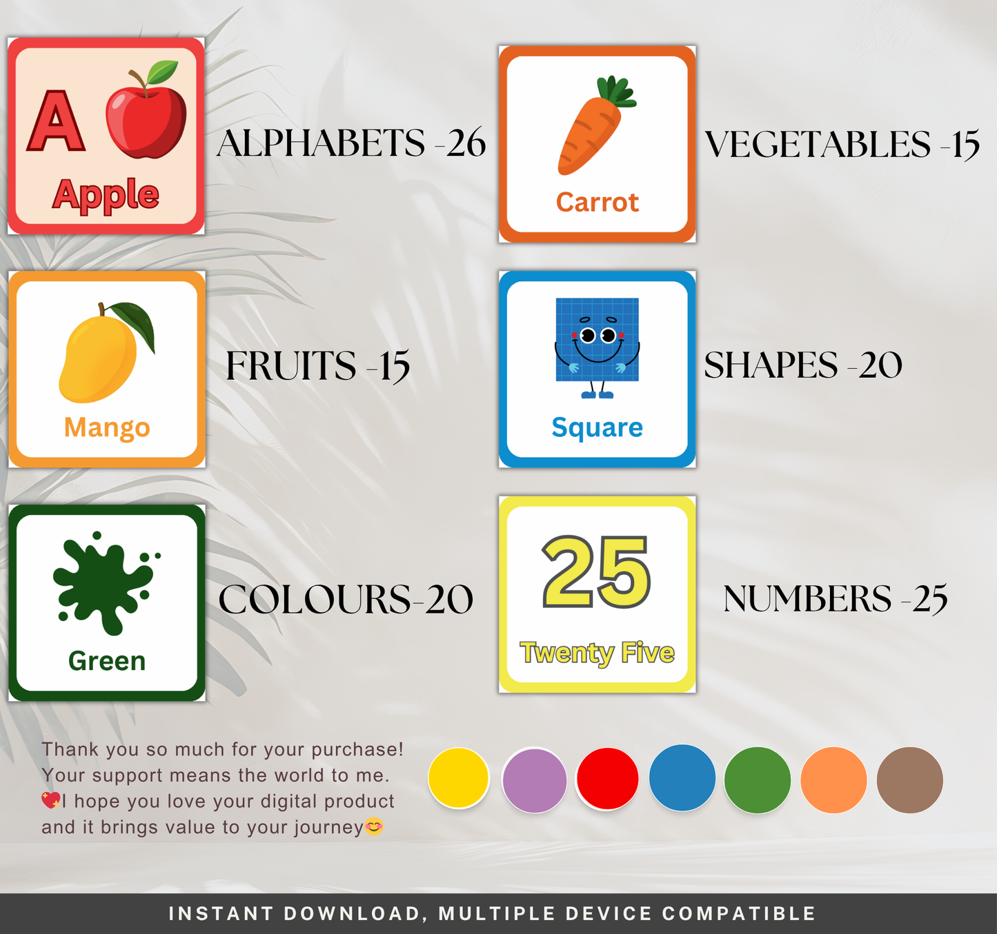 Little Learners Flashcards Bundle | Printable Preschool & Kids Study Cards PDF