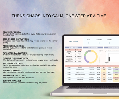 ADHD Life Planner Spreadsheet | Focus & Productivity Google Sheets Daily Task Tracker