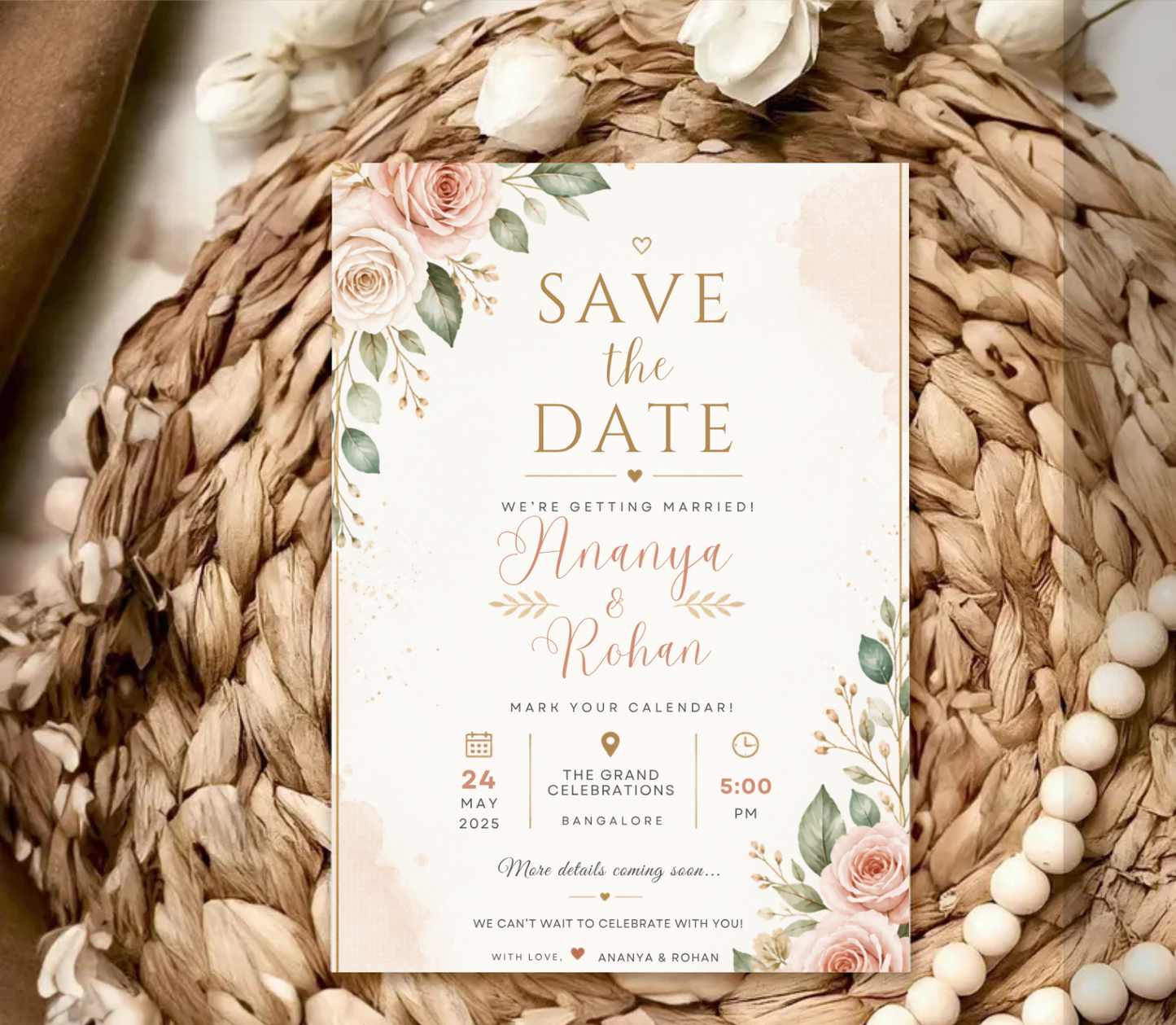 Save the Date Invitation Template | Editable Canva Wedding Save the Date Card Printable & Digital