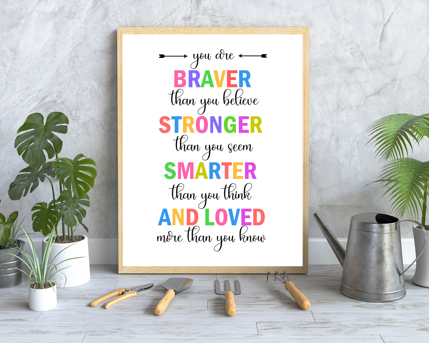 You Are Braver Than Wall Art | Inspirational Quote Poster, Confidence &amp; Courage Decor, Printable Motivational Wall Art