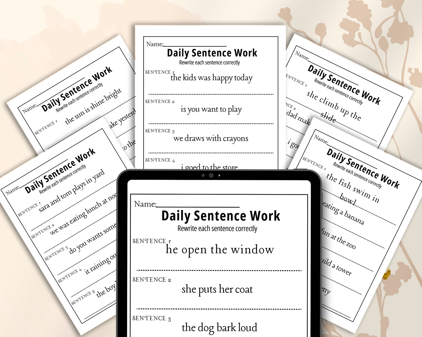 2nd Grade Fixing Sentences Worksheets | Printable Grammar & Sentence Correction Activities for Kids
