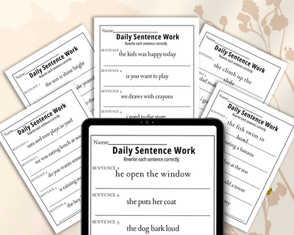 2nd Grade Fixing Sentences Worksheets | Printable Grammar & Sentence Correction Activities for Kids