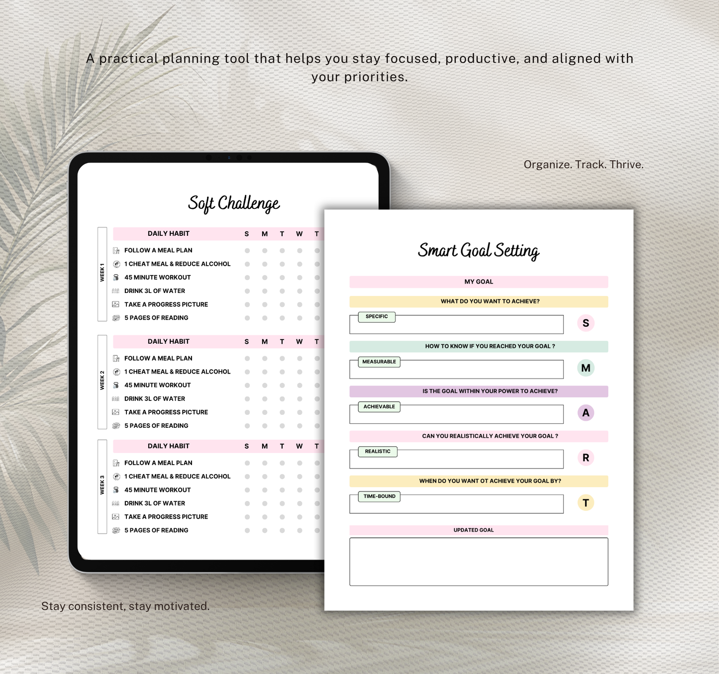 Productivity Planner | Daily, Weekly & Monthly Digital Planner PDF