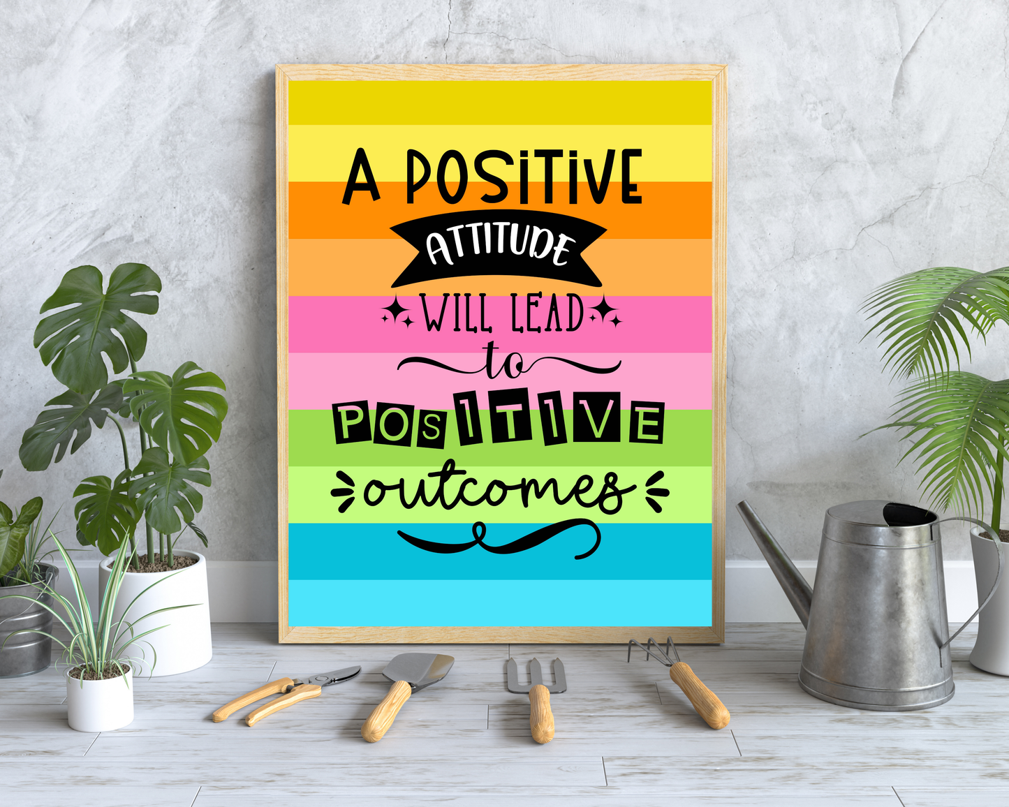 Positive Attitude Motivation Wall Art | Inspirational Quotes Poster, Mindset &amp; Self-Improvement Decor, Printable Motivational Wall Art
