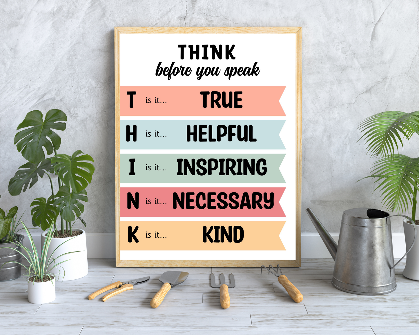 Think Before You Speak Wall Art | Inspirational Quote Poster, Mindfulness &amp; Communication Decor, Printable Motivational Wall Art