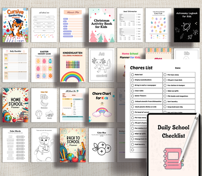 Kids Activity PLR Bundle | Editable Canva Printable Worksheets & Learning Games for Children