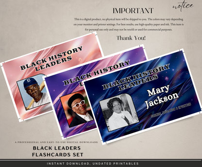 Black Leaders Flashcards Set | Educational African & African American History Learning Cards for Kids