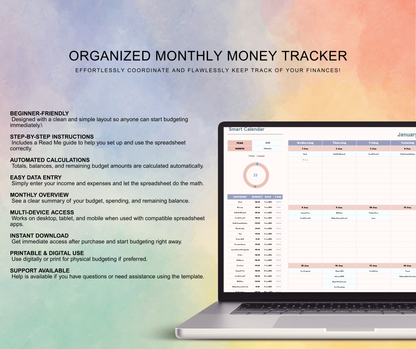 Monthly Budget Tracker Spreadsheet | Income & Expense Google Sheets Finance Planner