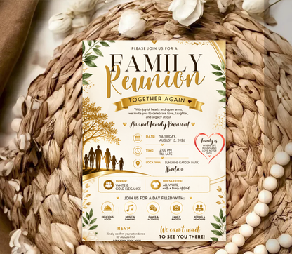 Family Reunion Invitation Template | Editable Canva Reunion Party Invite Design Printable & Digital