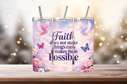 God Is With Her Tumbler Wrap PNG | Faith-Based Inspirational Design, 20oz Skinny Tumbler Sublimation, Christian Quote Wrap