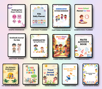 Ultimate Kids Activity PLR Bundle | Editable Canva Printable Worksheets, Games & Learning Pack for Kids