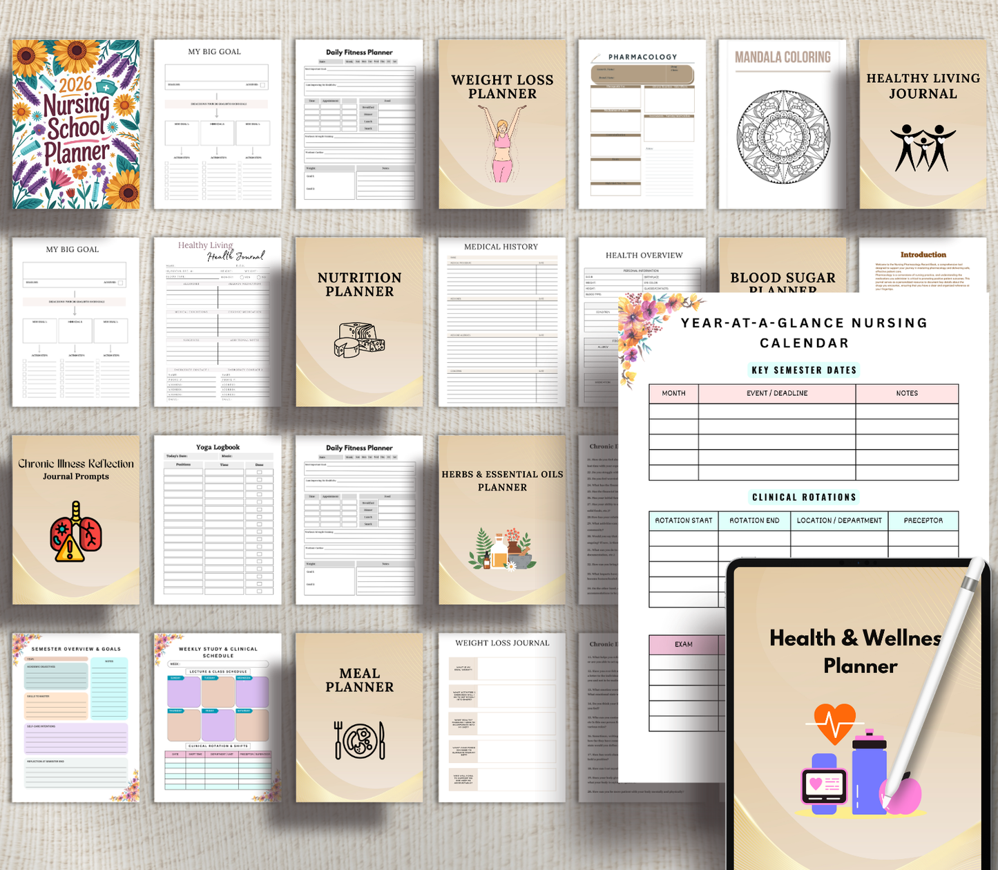 Nursing, Health & Wellness PLR Bundle | Editable Canva Templates for Digital Products