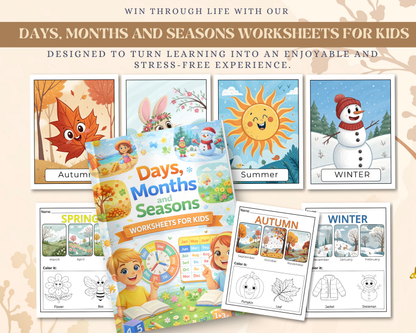 Days, Months & Seasons Worksheets for Kids | Printable Calendar & Time Learning Activities