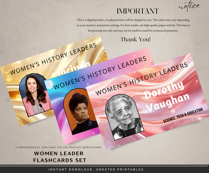 Women Leaders Flashcards | Printable Inspirational History Study Cards PDF