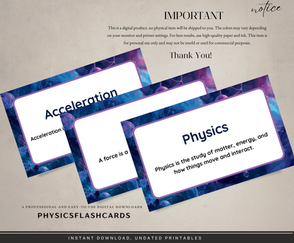 Physics Flashcards | Printable Study Cards PDF for Students & Exam Prep