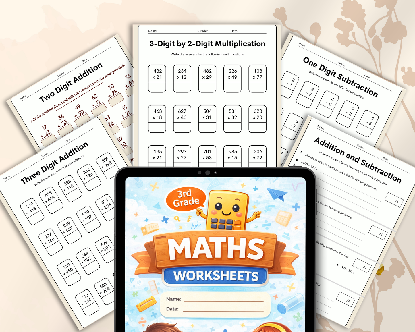 3rd Grade Math Worksheets | Printable Multiplication, Division & Problem Solving Activities