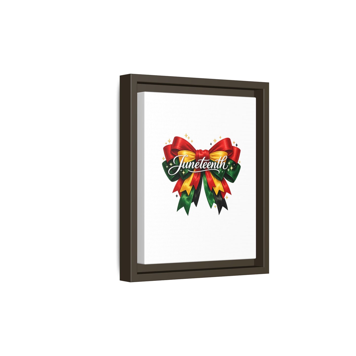 Juneteenth Framed Canvas Print – Festive Red, Green & Gold Ribbon Wall Art