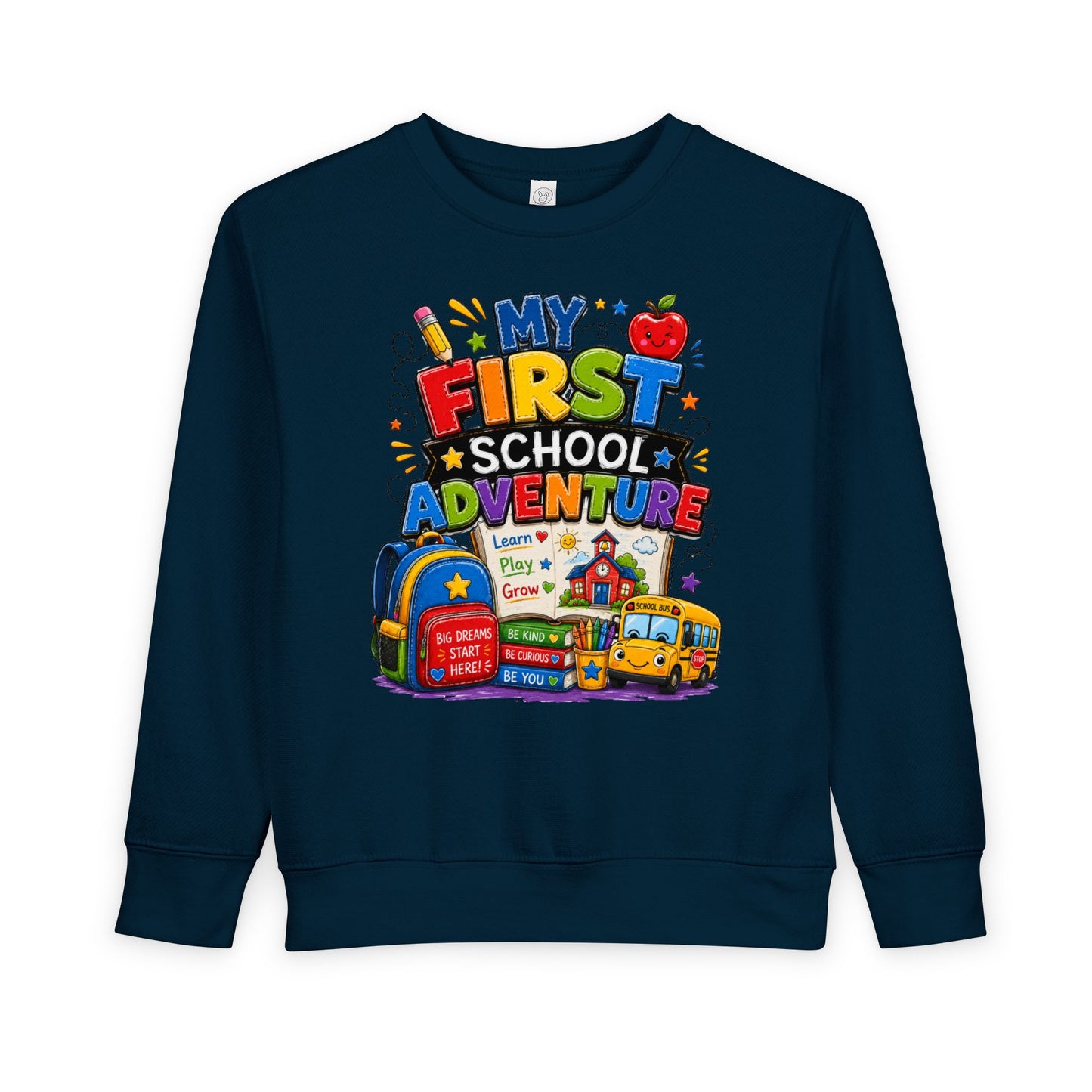 Toddler Sweatshirt — "My First School Adventure" Back-to-School Kids Sweatshirt
