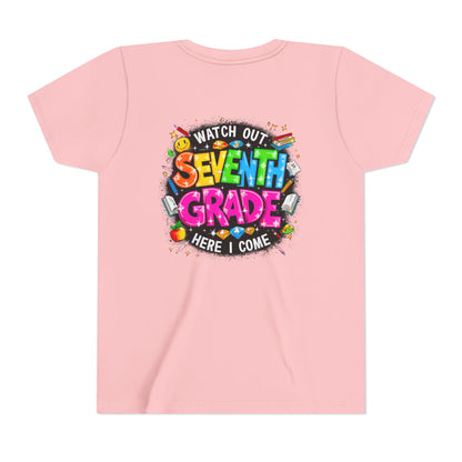 Seventh Grade Kids T-Shirt – “Watch Out Seventh Grade Here I Come” Back-to-School Tee