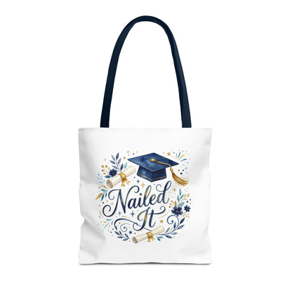 Graduation Tote Bag "Nailed It" – Cap & Diploma Celebration Tote