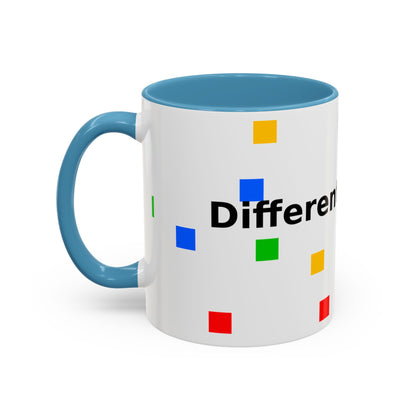 Accent Coffee Mug — 'Different Not Less' Pride-Inclusive Color Block Design (11/15oz)