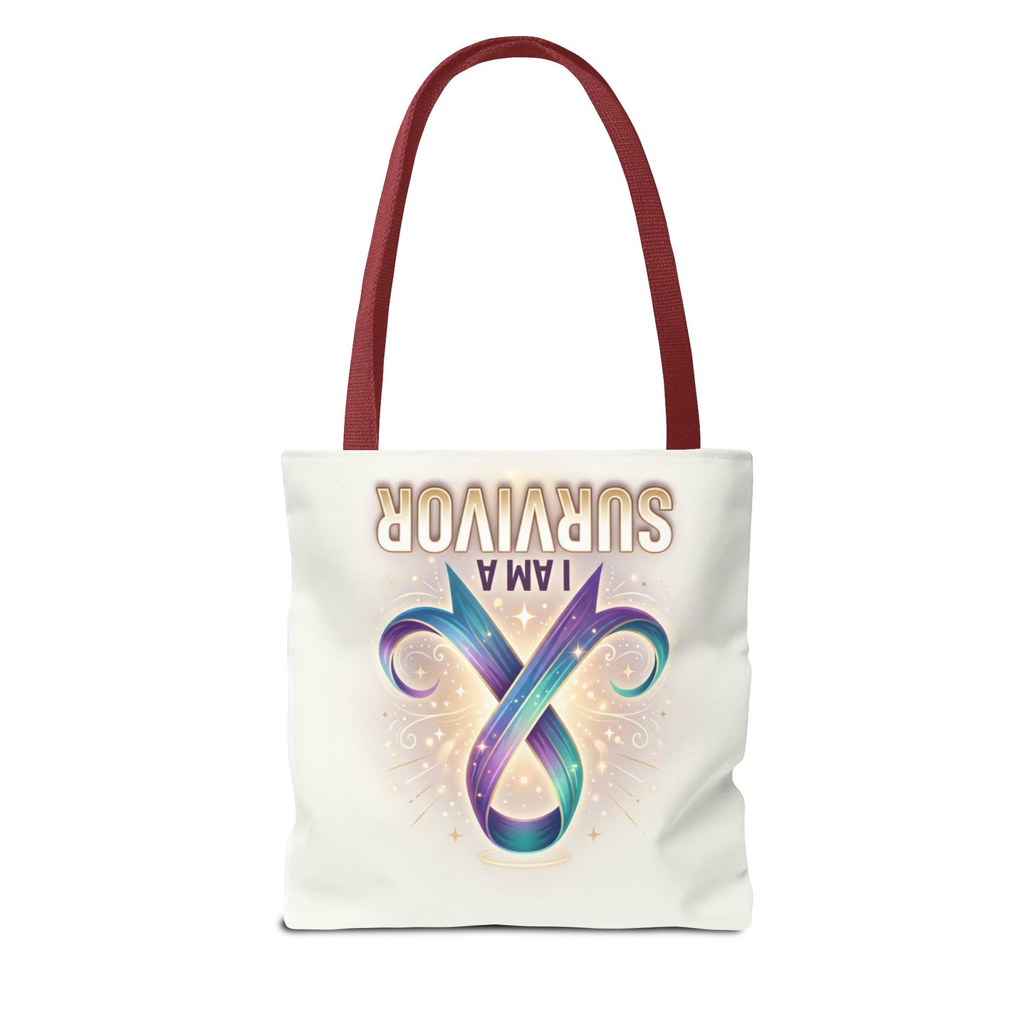 Survivor Ribbon Tote Bag - "I Am a Survivor" Awareness Reusable Shopper