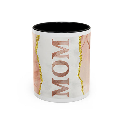 Mom Marble Accent Coffee Mug — Rose Gold & Gold Vein 11/15oz Gift