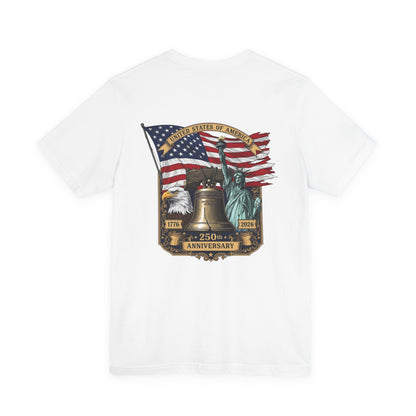 Liberty 250th Anniversary T-Shirt — American Flag, Liberty Bell & Statue of Liberty Tee