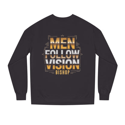 Men Follow Vision Bishop Crewneck Sweatshirt — Inspirational Faith Graphic