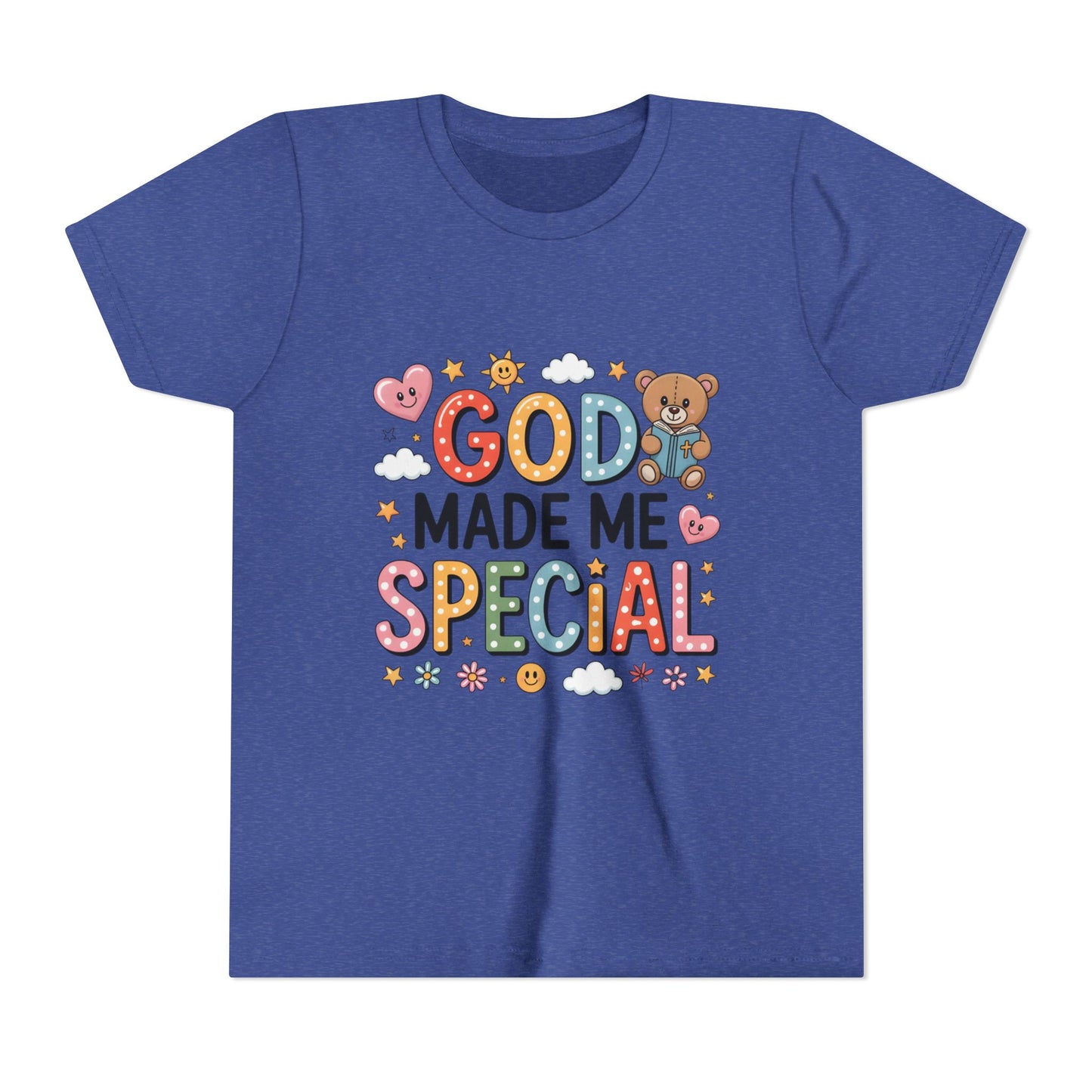 Youth Tee — "God Made Me Special" Cute Christian Kids T-Shirt