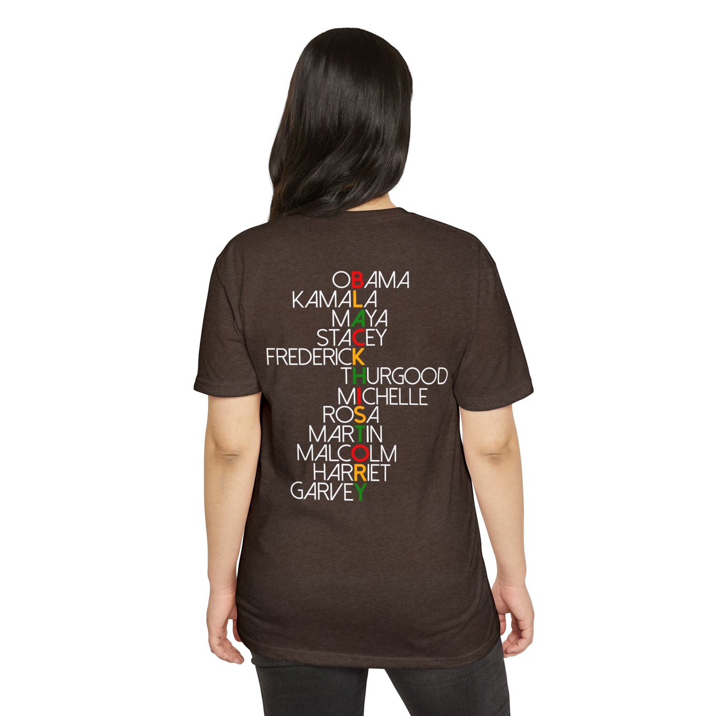 Black History Leaders Vertical Names T-Shirt — Obama, Kamala, Rosa, Malcolm & More