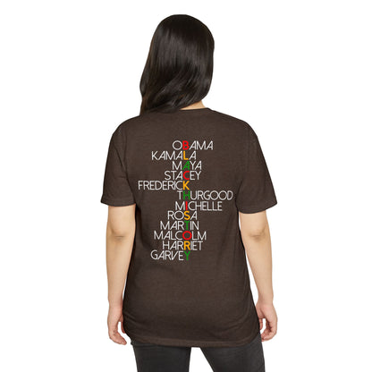 Black History Leaders Vertical Names T-Shirt — Obama, Kamala, Rosa, Malcolm & More