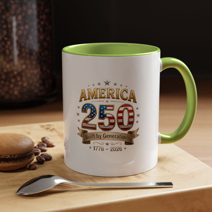 America 250 Coffee Mug — Patriotic 1776–2026 Anniversary Accent Mug