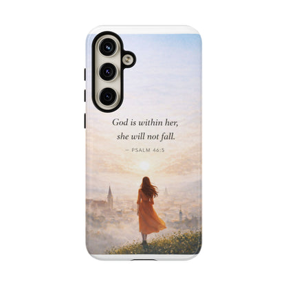 Inspirational Psalm 46:5 Phone Case — 'God is within her, she will not fall' Christian Phone Cover