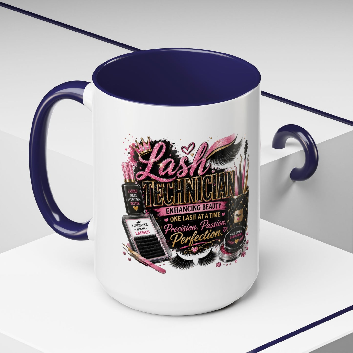 Lash Technician Coffee Mug – 'Enhancing Beauty One Lash at a Time' Accent Mug
