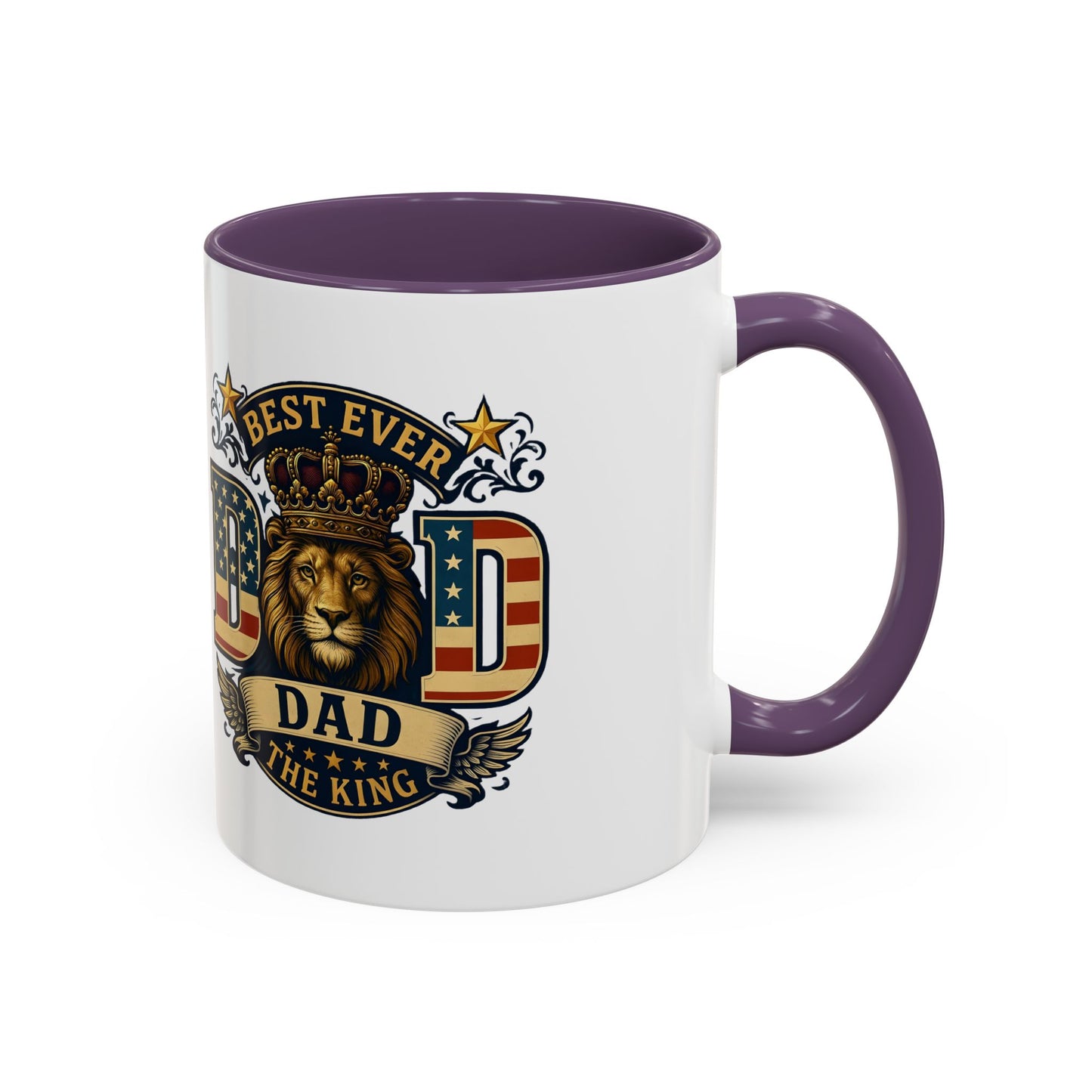 Best Ever Dad Coffee Mug — 'Dad the King' Lion Accent Mug (11/15oz)