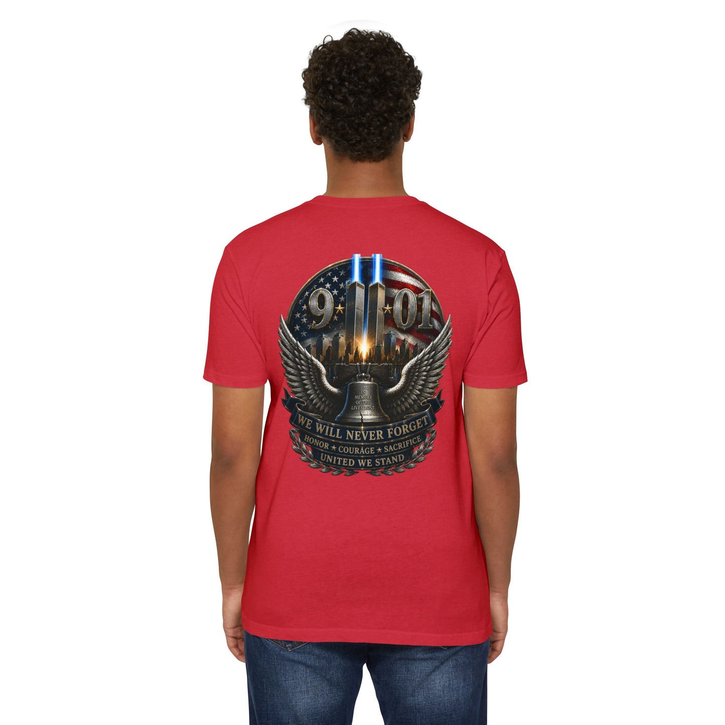 9/11 Never Forget Memorial T-Shirt — Twin Towers Tribute Tee