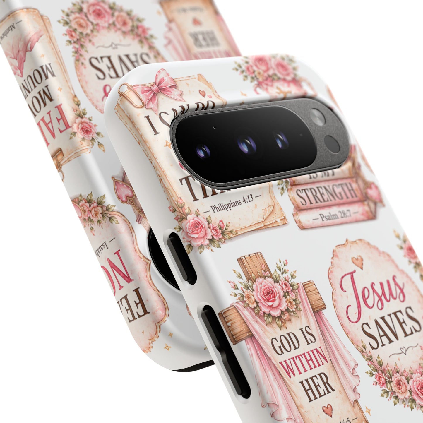 Faith Phone Case — 'Jesus Saves' Floral Christian Scripture iPhone Case