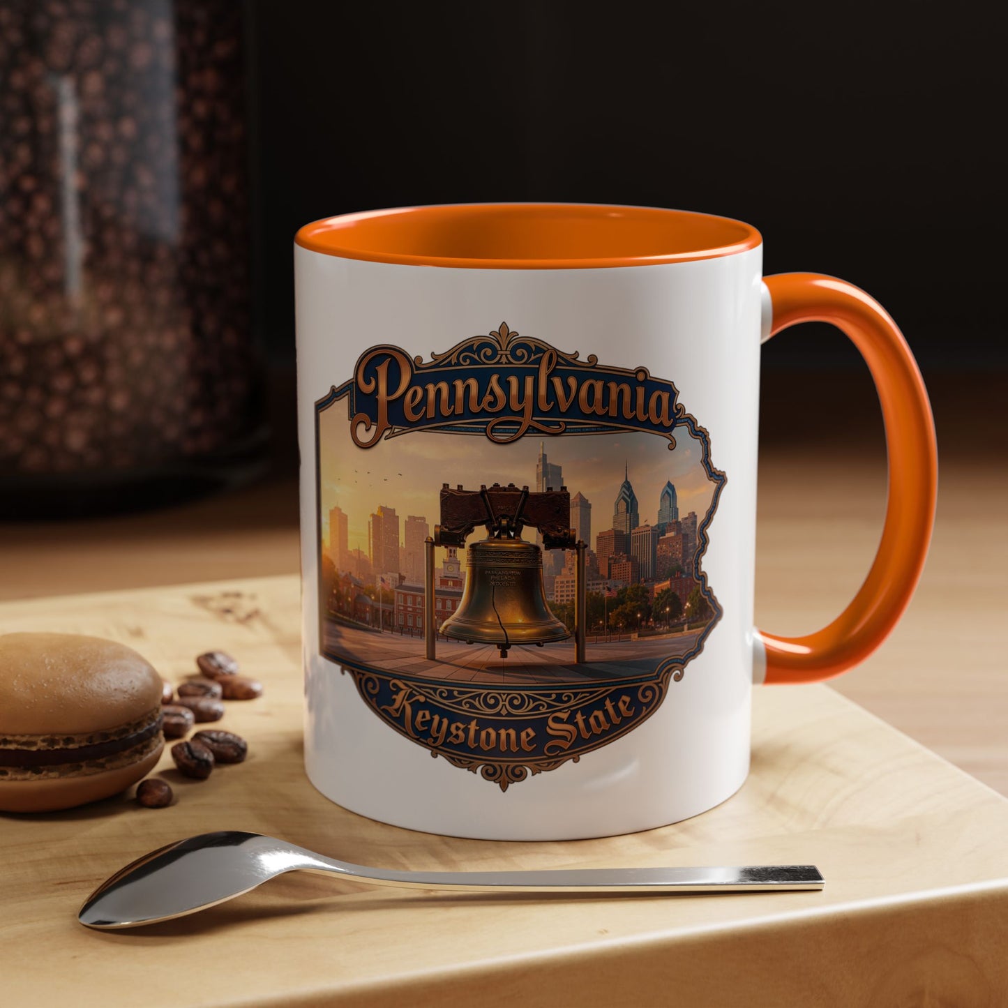 Pennsylvania Keystone State Coffee Mug — Liberty Bell & Philadelphia Skyline Accent Mug (11/15oz)