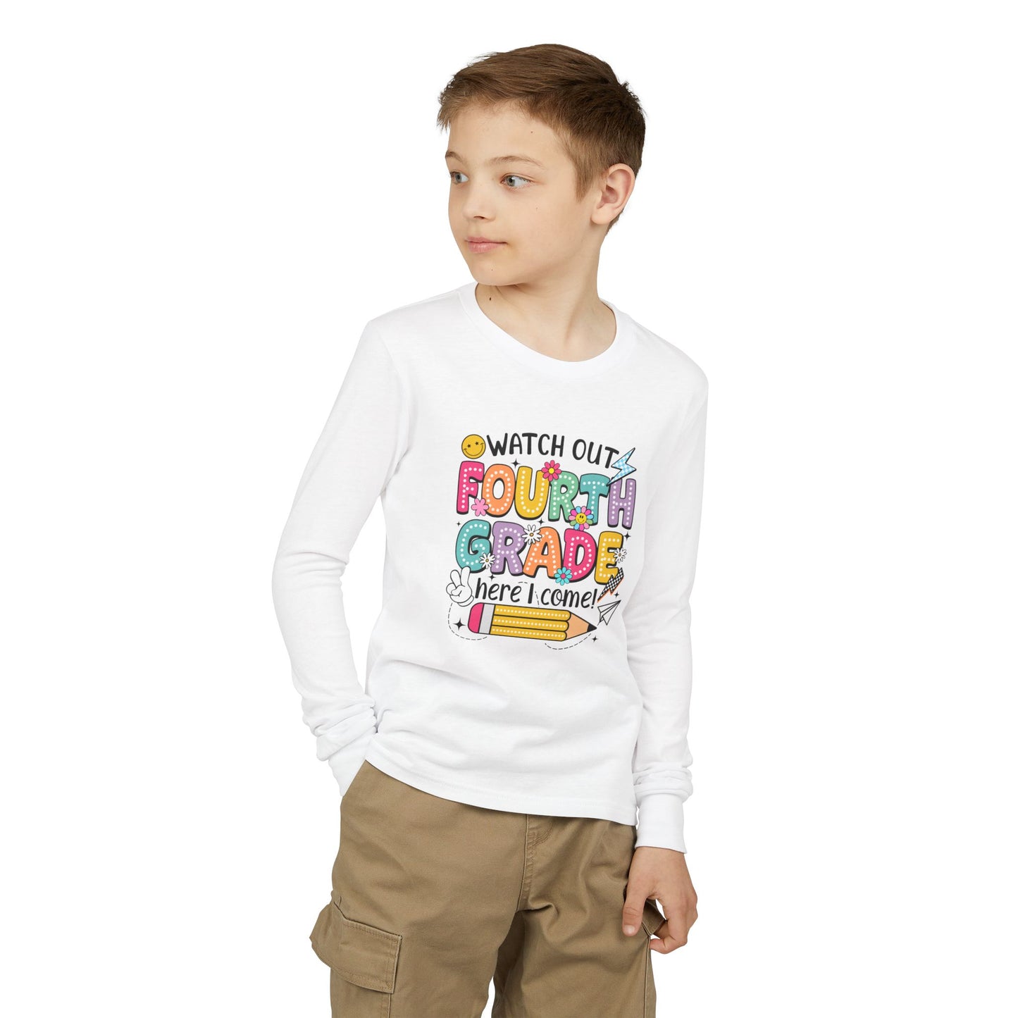 Fourth Grade Back-to-School Long Sleeve Tee — "Watch Out Fourth Grade Here I Come"