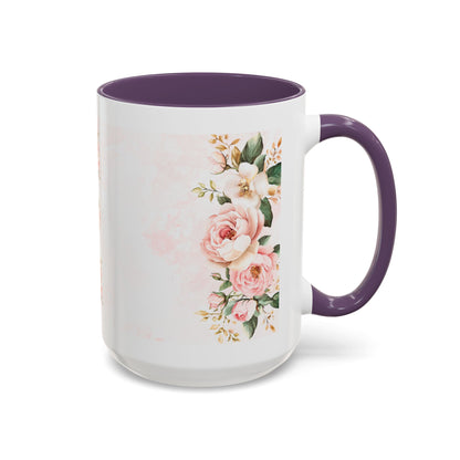 Mom Floral Accent Coffee Mug — Pink Roses Mother's Day Gift (11/15oz)