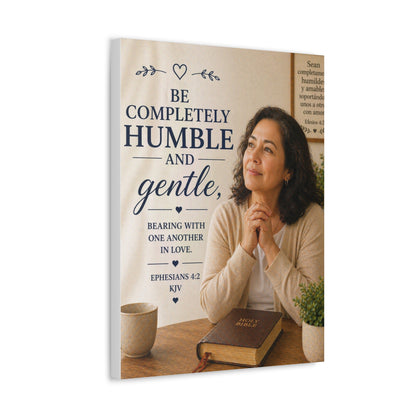 Canvas Wall Art — "Be Completely Humble and Gentle" Biblical Scripture (Ephesians 4:2)
