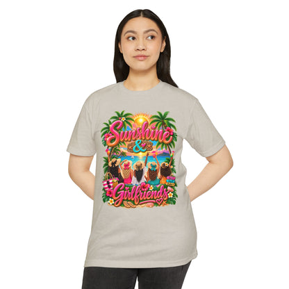 Sunshine & Girlfriends Beach T-Shirt — Tropical Vacation Tee for Friends
