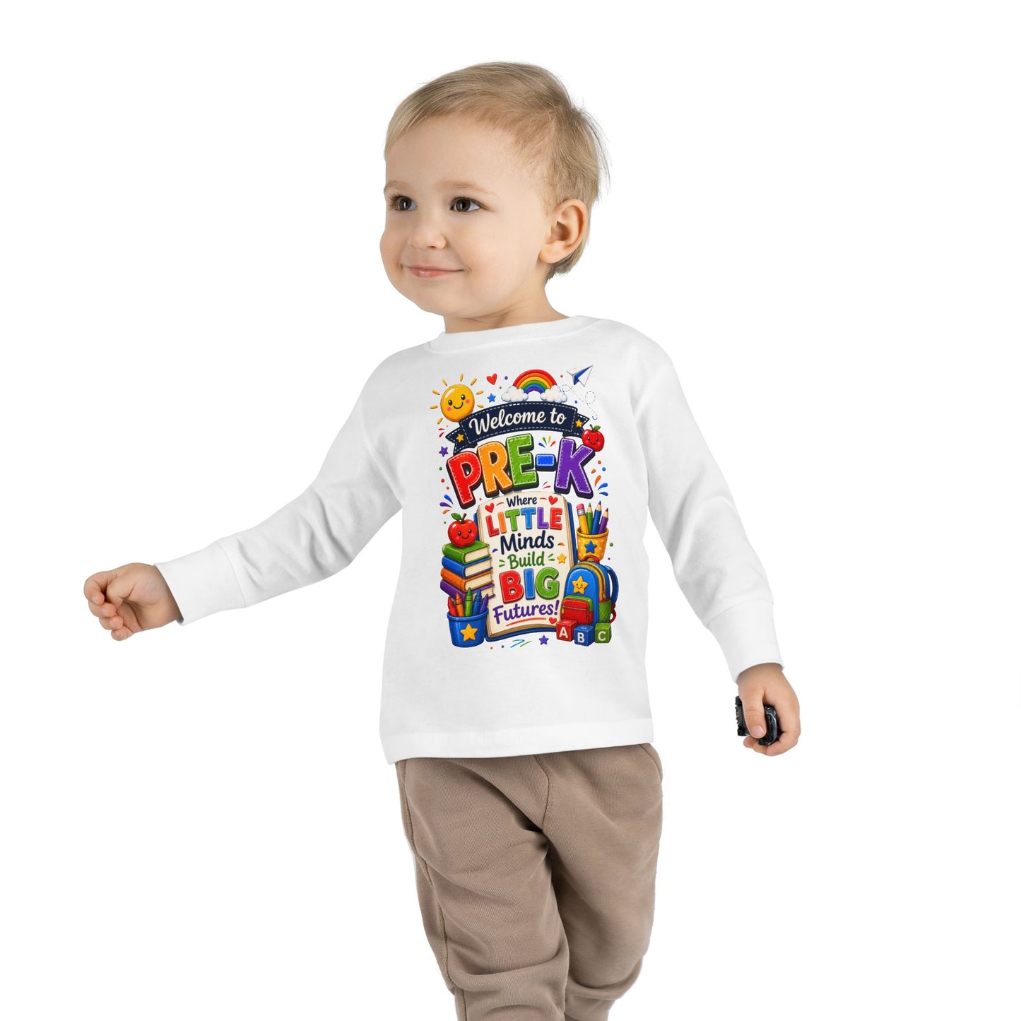 Pre-K Toddler Long Sleeve Tee – "Welcome to Pre-K Where Little Minds Build Big Futures"