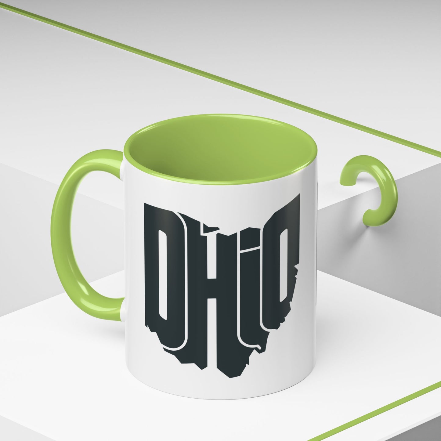 Ohio State Outline Accent Coffee Mug – Black Handle & Interior