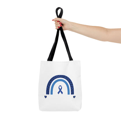 Blue Awareness Ribbon Rainbow Tote Bag – Support & Hope Everyday Tote