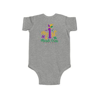 Baby Bodysuit - "My 1st Mardi Gras" Infant One-Piece, Newborn Celebration Outfit