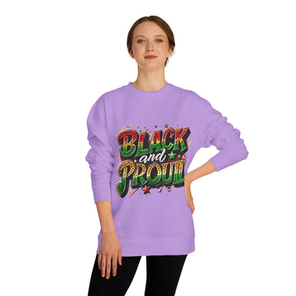 Black and Proud Crewneck Sweatshirt — Afrocentric Pride Graphic
