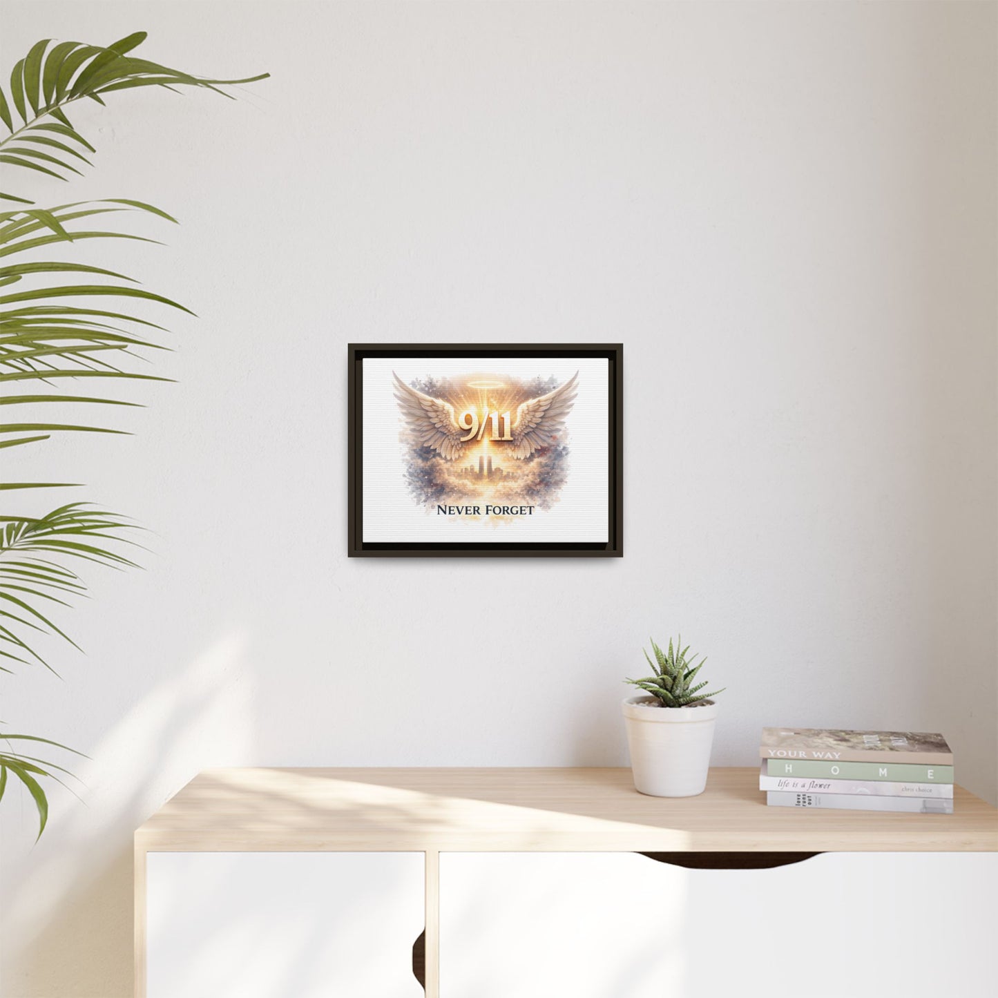 9/11 Memorial Matte Canvas Print — "Never Forget" Framed Wall Art