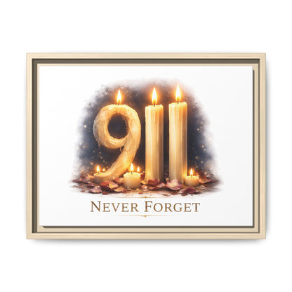 9/11 Never Forget Framed Canvas Print